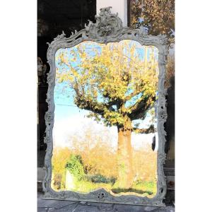 Large Louis XV Style Mirror In Wood XIXth Century