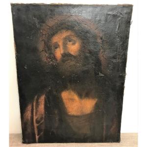 Religious Painting Christ With The Reed Or Ecce Homo 17th Century