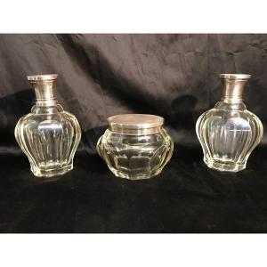 Crystal And Silver Toilet Set Early 20th Century