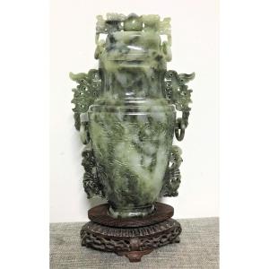 Covered Vase China In Fluorite Hard Stone? 20th Century Period
