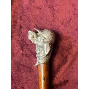Jockey Dog Head Handle Walking Stick