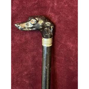 Ebony Dog Head Walking Stick 