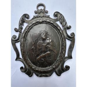 17th Century Bronze Medallion With Crystal Links