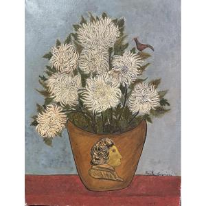 Bouquet Of Flowers And Bird By émile Crociani 1948 