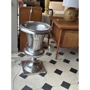 Large Medici Vase From The 70s In Polished Cast Aluminum