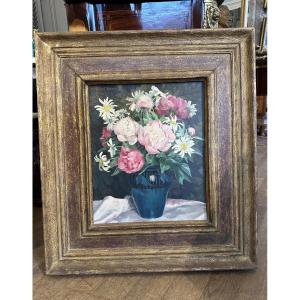 Oil On Canvas, Bouquet Of Flowers By Maurice Martel-adam, 1925