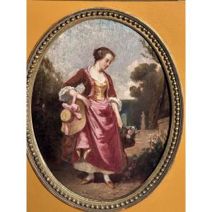 The Basket Of Flowers, Oil On Panel, Signed Jules-antoine Duvaux