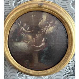 The Annunciation Oil On Canvas 17th Century Italian School