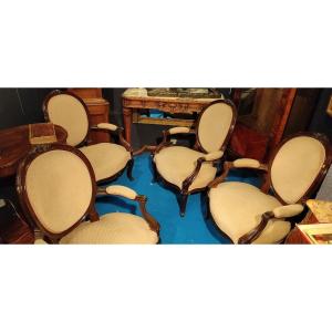 4 Fauteuils De Style Lxv En Palissandre 