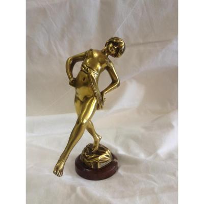 Bronze Dancer On Marble, Art Deco