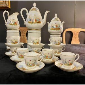 Bucolic Hand Painted Porcelain Coffee Service