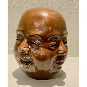 4 Faces Bronze Buddha Head