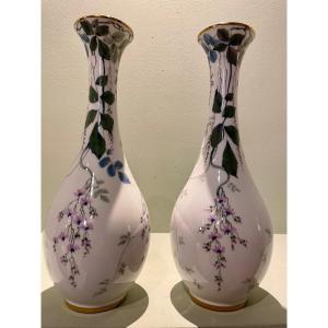Pair Of Michelaud Limoges Porcelain Vases
