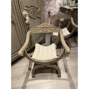 Pair Of Patinated Curule Seats