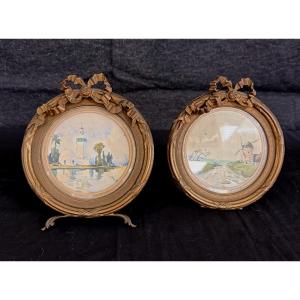 Pair Of Landscape Medallion Frames
