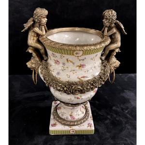 Porcelain And Bronze Incense Burner