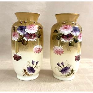 Pair Of Art Deco Opaline Vases