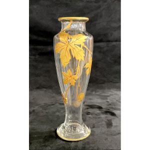 Baccarat Vase, Gilded Crystal 