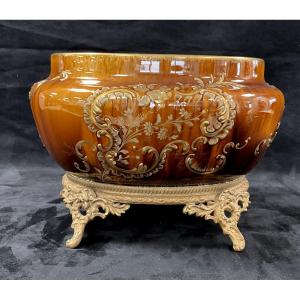 Luneville Planter With Bronze Mount