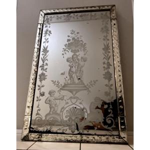 Antique Engraved Murano Mirror