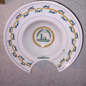 Shaving Dish, Earthenware From Varages, 19th Century.