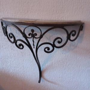 Small Wall Console, Half-moon, In Wrought Iron From The Early 20th Century.