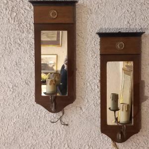 Pair Of Directoire Wall Lights, Late 18th Century, In Mahogany.