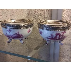 Pair Of Meissen Porcelain Salt Cellars, Saxony, Mid-19th Century.