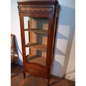 Beautiful Louis XVI Display Cabinet, Late 19th Century, In Mahogany And Marquetry.