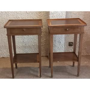 Pair Of Small Louis XVI Tables, In Walnut. Late 19th Century.