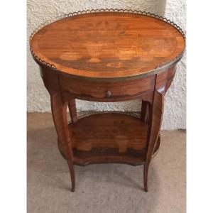 Louis XV Style Side Table, Mid-19th Century. Marquetry On Mahogany;