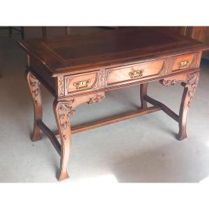 Art Nouveau Desk With 'thistles', Circa 1900, In Mahogany.