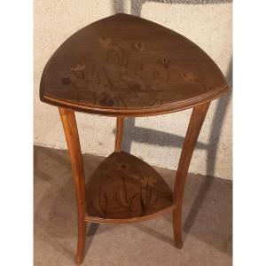 Small Tripod Pedestal Table With Two Shelves, Art Nouveau Period.