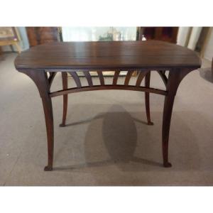Art Nouveau Middle Table, Gustave Serruriers Bovy, In Mahogany.