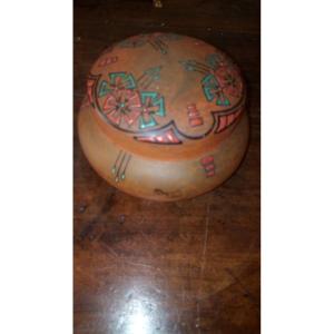 Candy Box In Orange Glass, Signed 