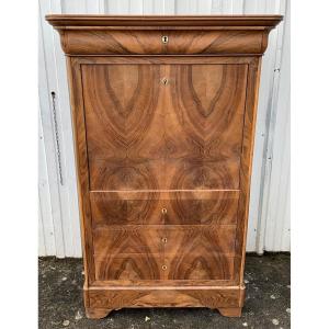 Louis Philippe Period Secretary, Mid 19th Century, Burl Walnut