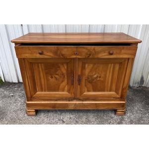 Low Sideboard In Solid Walnut, Late 19th Century Louis Philippe.