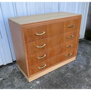 Cherrywood Art Deco Style Chest Of Drawers, Mid-20th Century