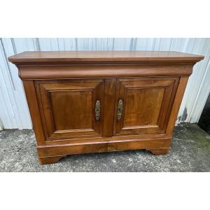Low Sideboard In Solid Walnut, Louis-philippe Style, Late 19th Century
