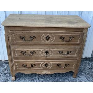 Louis XV Chest Of Drawers In Solid Oak, Late 18th Century