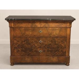 Louis-philippe Burr Walnut Chest Of Drawers Mid-19th Century
