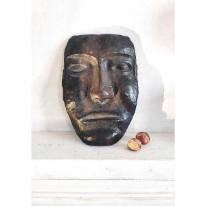 "face" In Patinated Bronze, Brutalist Art, 1950s.