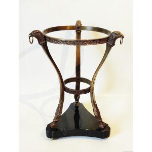 Large Empire Style Display Stand, Bronze On Marble, 19th Century.