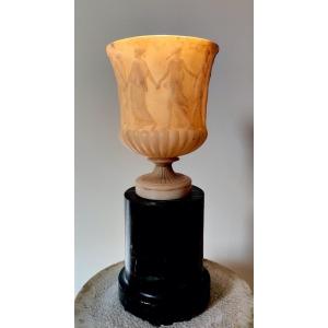 Crater Vase After The Antique "crater Of Talents", Alabaster, Grand Tour, Italy, 19th Century.