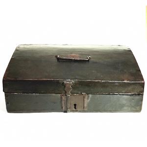 Letter Box, Leather On Wood L XIV, France, 17th Century Period.