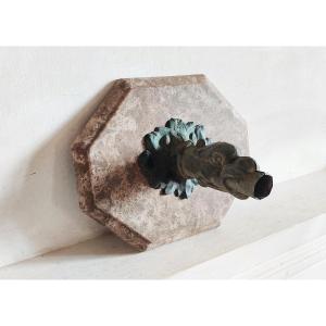 Louis XIV Style Fountain Spout In Zinc And Marble, 19th Century