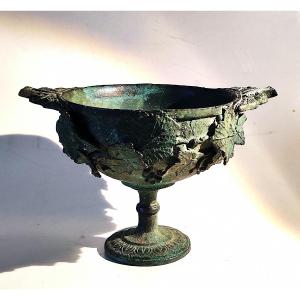 Kantharus Cup After The Antique In Patinated Bronze, Grand Tour, Naples, 19th Century.