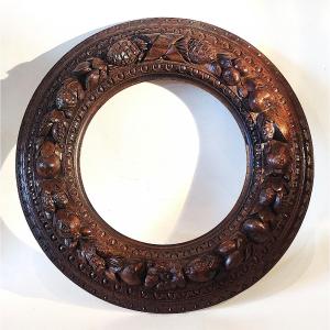 Renaissance-style Carved Wooden Tondo Frame, Italy, 19th Century