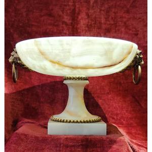 Large Footed Bowl In The Lxvi Style, Onyx And Gilt Bronze, France, Second Half Of The 19th Century.