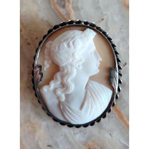 Large Shell Cameo " Goddess In Profile After The Antique"